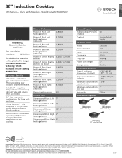 Bosch NIT8669SUC Product Spec Sheet