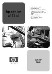 HP Pavilion a100 HP Pavilion Desktop PC - (English) a115.uk Product Datasheet and Product Specifications