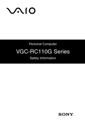 Sony VGC-RC110G Safety Information