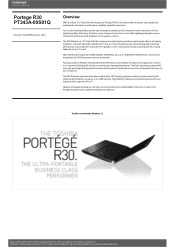 Toshiba Portege R30 PT343A-00S01Q Detailed Specs for Portege R30 PT343A-00S01Q AU/NZ; English