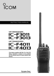 Icom IC-F3011 / F4011 Instruction Manual