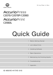 Konica Minolta AccurioPress C2070/2070P AccurioPress C2070/C2070P/C2060/Print C2060L Quick Guide