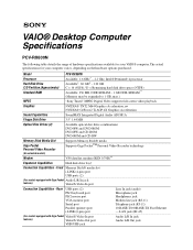 Sony PCV-RX600 Technical Specifications