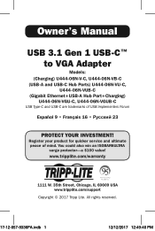 Tripp Lite U44406NVUBC Owners Manual for USB 3.1 Gen 1 USB-Ctm to VGA Adapter Multi-language