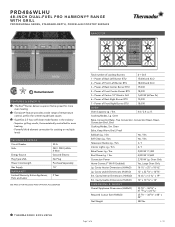 Thermador PRD486WLHU Product Spec Sheet