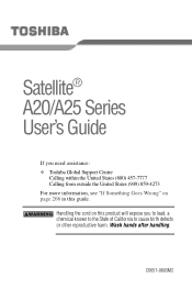 Toshiba Satellite A25-S2792 User Guide