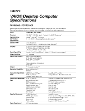 Sony PCV-RZ40C1B Technical Specifications