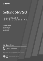 Canon imageCLASS LBP214dw imageCLASS LBP215dw/LBP214dw Getting Started Guide