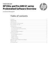 HP EliteOne 800 HP Elite and Pro 600 G1 series Preinstalled Software Overview - Technical white paper