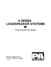 Fender X Series Loud Owners Manual