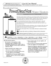 Rheem Power Direct Vent Series Use and Care Manual