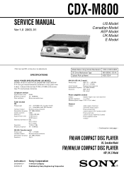 Sony CDX-M800 Service Manual