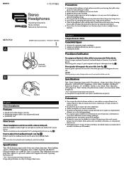 Sony MDR-PQ2 Operating Instructions