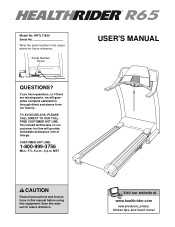 HealthRider R65 Treadmill English Manual
