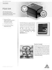 Behringer PSU6-SAA Product Information