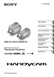 Sony HDR-CX150/LI5 Handycam® Handbook