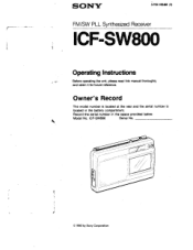 Sony ICF-SW800 Users Guide