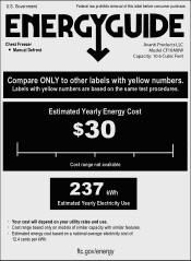 Avanti CF10M0W Energy Guide Label