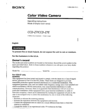 Sony CCD-Z7 Primary User Manual