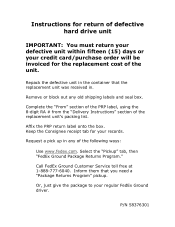 Oki C9800hdn Instructions for Return of Defective Hard Drive Unit