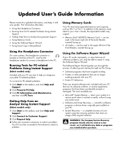HP Presario SR1100 Updated User's Guide Information