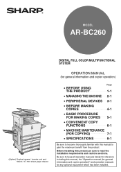 Sharp AR-BC260 ARBC260 Operation Manual
