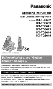 Panasonic KX-TG6644B KXTG6632 User Guide