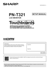 Sharp PN-T321 Setup Manual