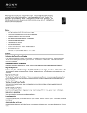 Sony NWZ-A864 Marketing Specifications (Black)