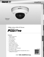 Ganz Security ZN-MDI243M-IR PixelPro Indoor Mini Dome Specifications