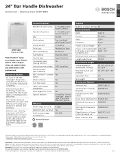 Bosch SHX9PCM5N Product Specification Sheet