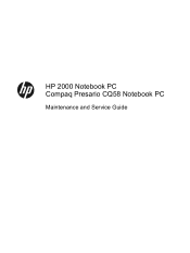 HP Presario CQ58-a00 HP 2000 Notebook PC Compaq Presario CQ58 Notebook PC - Maintenance and Service Guide