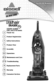 Bissell Pet Hair Eraser® Vacuum 87B43 User Guide - English