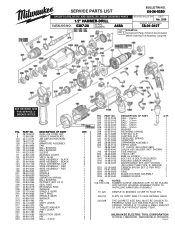 Milwaukee Tool 1/2 in. Dual Speed Hammer-Drill Service Parts List