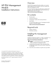 HP 22.1kVA PDU MANAGEMENT MODULE INSTALLATION INSTRUCTIONS