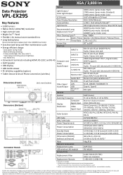 Sony VPLEX295 Specification Sheet (VPL-EX295_Spec Sheet)