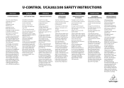 Behringer UCA202 Instruction Sheet Instruction Sheet