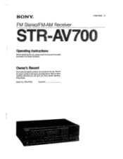 Sony STR-AV700 Operating Instructions