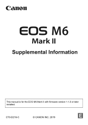 Canon EOS M6 Mark II Supplemental Information