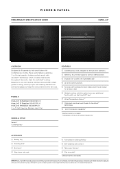 Fisher and Paykel OB24SD11PLX1 Preliminary Specification Guide Wall Oven