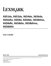 Lexmark X652DE User's Guide