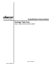 Dacor HWO130 Installation Instruction - Wall Oven