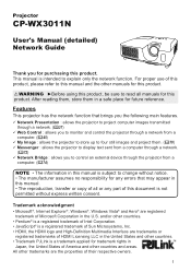 Hitachi CP-WX3011N Network Guide
