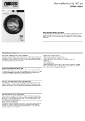 Zanussi ZWF843A2DG Specification Sheet