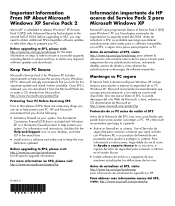Compaq Presario SA4000 Important Information From HP About Microsoft Windows XP Service Pack 2
