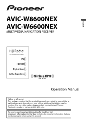 Pioneer AVIC-W8600NEX Owners Manual