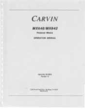 Carvin MX842 Instruction Manual