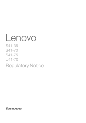 Lenovo U41-70 Laptop Lenovo Regulatory Notice (United States & Canada) - Lenovo S41-70, U41-70