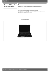 Toshiba F750 PQF75A-02M00Q Detailed Specs for Qosmio F750 PQF75A-02M00Q AU/NZ; English
