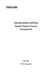 TASCAM SS-CDR250N TASCAM SS250 CONTROL Remote Control Protocol Command list